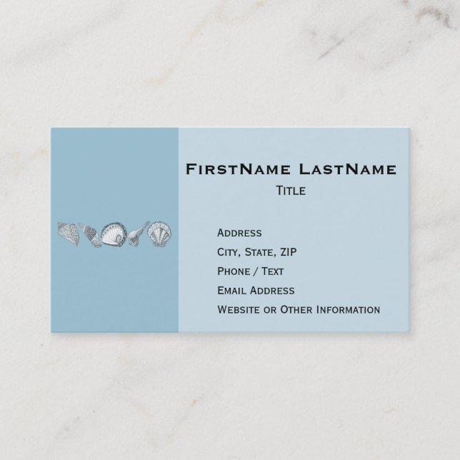 Any Colour Hand Drawn Seashells Business Card (Front)