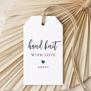 Any Colour Heart Hand Knit with Love, Handmade Gift Tags