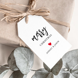 Any Colour Heart Merry Christmas, Minimalist Simpl Gift Tags