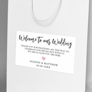 Any Colour Heart Minimalist Simple Wedding Welcome Rectangular Sticker