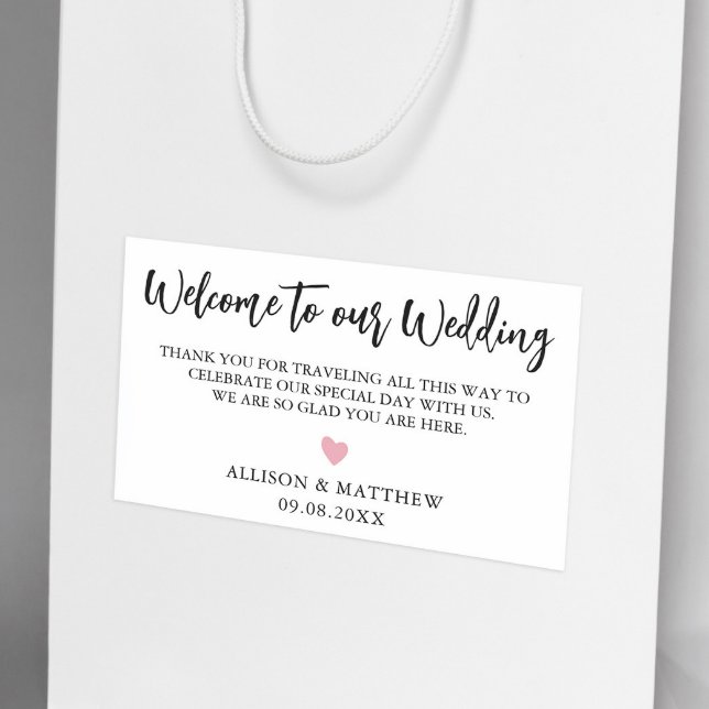 Any Colour Heart Minimalist Simple Wedding Welcome Rectangular Sticker (Creator Uploaded)