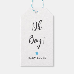 Any Colour Heart Oh Boy Gift Tag, Baby Shower Tags