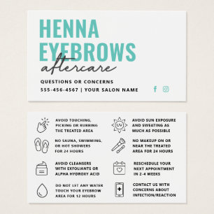 Any Colour Henna Brows Brows Tint Aftercare Card