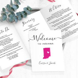 Any Colour Indiana Wedding Welcome Bag Itinerary Tri-Fold Programme