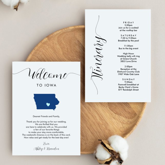 Any Colour Iowa Wedding Welcome Note Itinerary (Creator Uploaded)