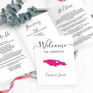 Any Colour Jamaica Wedding Welcome Itinerary Lette Tri-Fold Programme