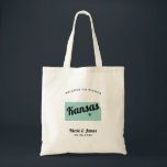Any Colour Kansas Map Wedding Welcome Tote Bag<br><div class="desc">Wedding weekend welcome gift bag for out of town guests to your wedding, featuring image of Kansas. You may edit the colours for any part of this design, as well as move the heart to the location of your wedding. To change colours, click personalise and then "edit using the design...</div>