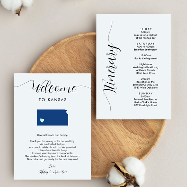 Any Colour Kansas Wedding Welcome Note Itinerary (Creator Uploaded)