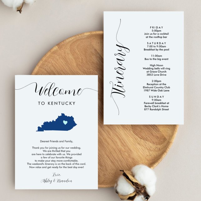 Any Colour Kentucky Wedding Welcome Note Itinerary (Creator Uploaded)