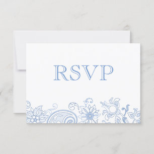 Any Colour Lace Flowers Doodle Wedding RSVP Card