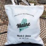 Any Colour Maine Map Wedding Welcome Bag, Tote Bag<br><div class="desc">Wedding weekend welcome gift bag for out of town guests to your wedding, featuring image of Maine. You may edit the colours for any part of this design, as well as move the heart to the location of your wedding. To change colours, click personalise and then "edit using the design...</div>