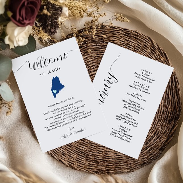 Any Colour Maine Wedding Welcome Note Itinerary (Creator Uploaded)
