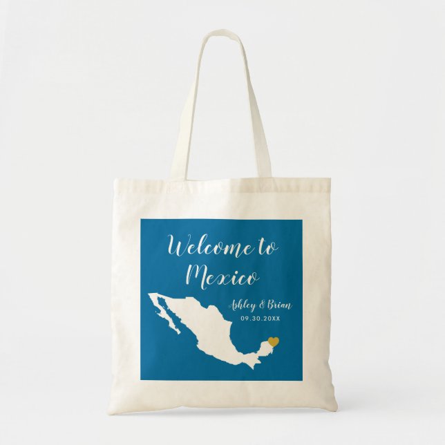 Any Colour Mexico Wedding Welcome Bag Tote (Front)