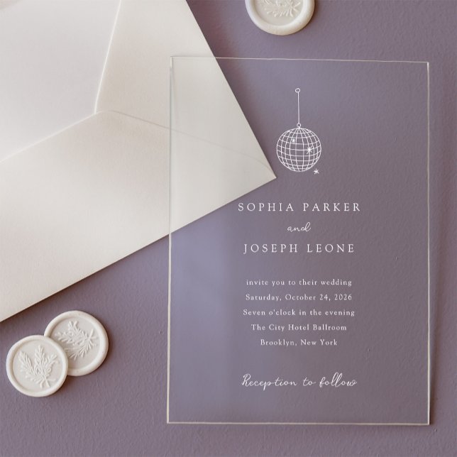 Any Colour Minimalist Disco Ball | Wedding Acrylic Invitations (Creator Uploaded)
