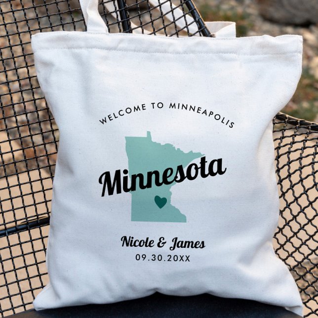 Any Colour Minnesota Map Wedding Welcome Bag, Tote Bag (Creator Uploaded)