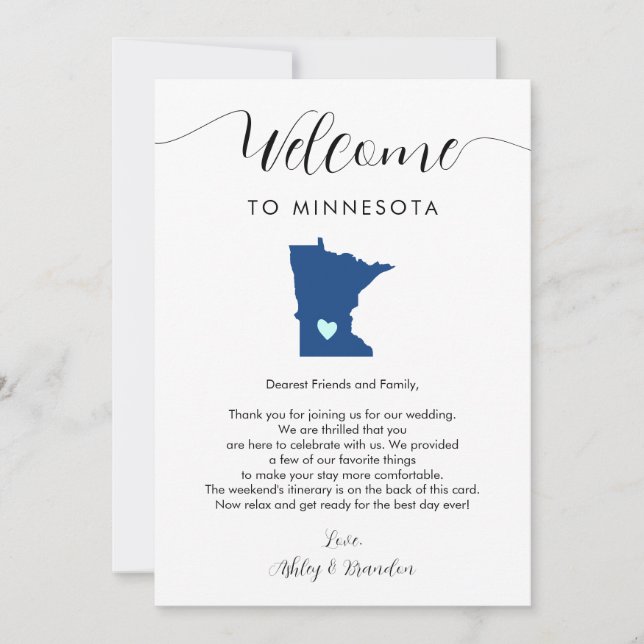 Any Colour Minnesota Wedding Welcome Itinerary (Front)