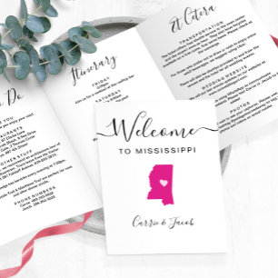 Any Colour Mississippi Wedding Welcome Itinerary Tri-Fold Programme