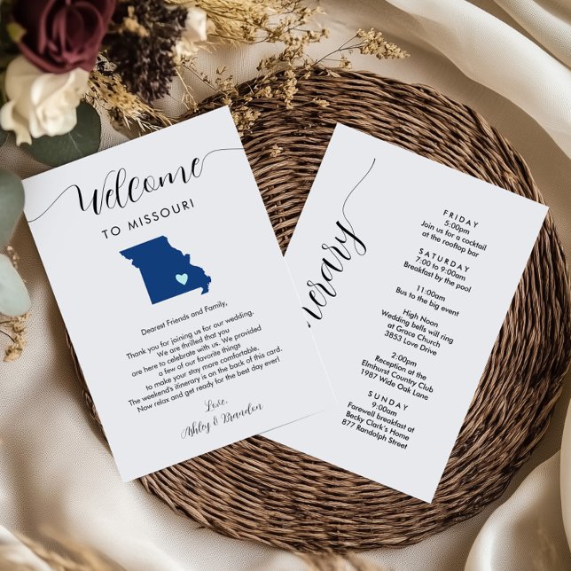 Any Colour Missouri Wedding Welcome Itinerary (Creator Uploaded)