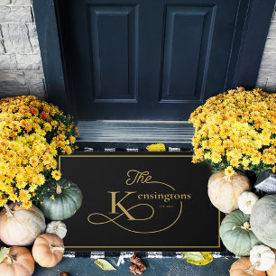 Any Colour   Modern Family Name Monogram Doormat