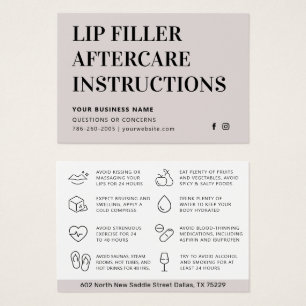 Any Colour Modern Lip Filler Botox Aftercare Card