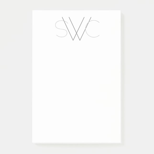 Any Colour - Modern Monogram Post-It Notepad (Front)