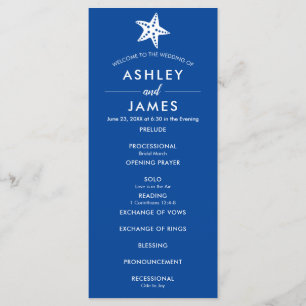 Any Colour Modern Starfish Wedding Ceremony Progra Programme