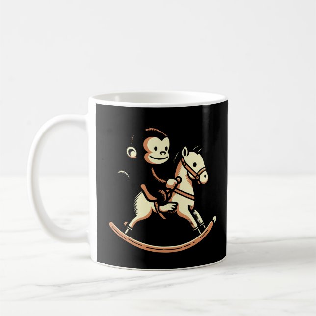 Any Colour Monkey On Rocking Horse Coffee Mug (Left)