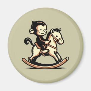 Any Colour Monkey On Rocking Horse Magnet