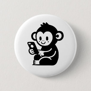 Any Colour Monkey Phone 6 Cm Round Badge