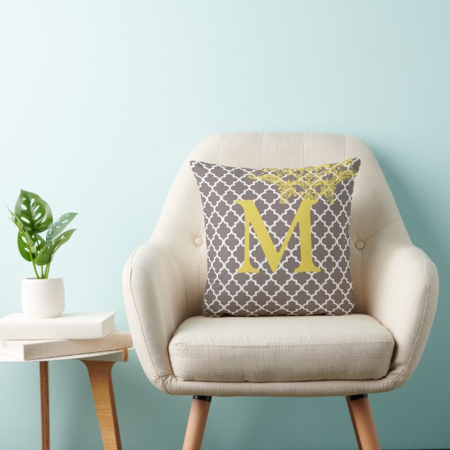 Any Colour Monogram Moroccan Tile Pattern Cushion (Chair)