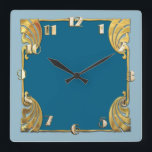 Any Colour Monotone Art Deco Gold Design Square Wall Clock<br><div class="desc">Any Colour Monotone Art Deco Gold Design
Designed by Umua. Printed and shipped by Zazzle or its partners.</div>