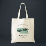 Any Colour Nebraska Map Wedding Welcome Bag, Tote Bag<br><div class="desc">Wedding weekend welcome gift bag for out of town guests to your wedding, featuring image of Nebraska. You may edit the colours for any part of this design, as well as move the heart to the location of your wedding. To change colours, click personalise and then "edit using the design...</div>