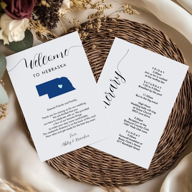 Any Colour Nebraska Wedding Welcome Itinerary (Creator Uploaded)