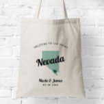 Any Colour Nevada Destination Wedding Welcome Bag, Tote Bag<br><div class="desc">Wedding weekend welcome gift bag for out of town guests to your wedding, featuring image of Nevada. You may edit the colours for any part of this design, as well as move the heart to the location of your wedding. To change colours, click personalise and then "edit using the design...</div>