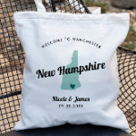 Any Colour New Hampshire Map Wedding Welcome Bag, Tote Bag<br><div class="desc">Wedding weekend welcome gift bag for out of town guests to your wedding, featuring image of New Hampshire. You may edit the colours for any part of this design, as well as move the heart to the location of your wedding. To change colours, click personalise and then "edit using the...</div>