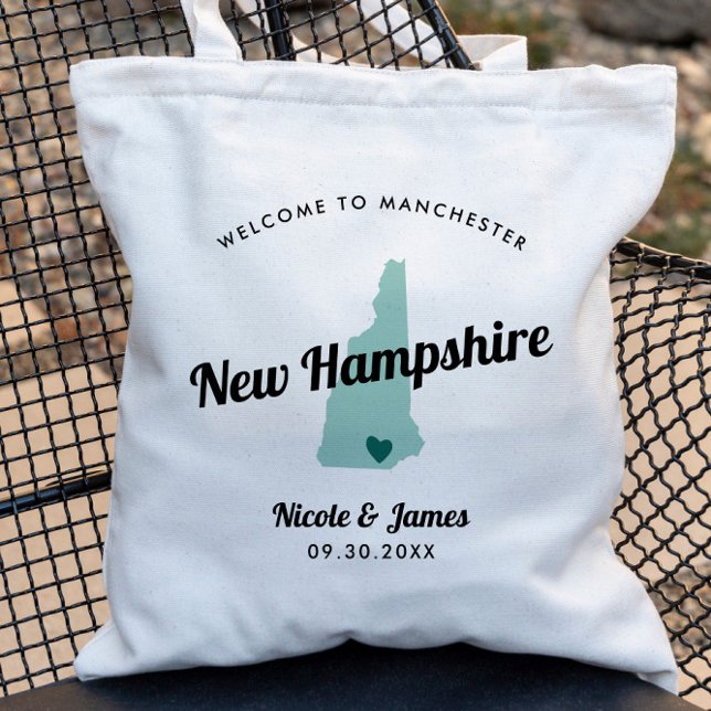 Any Colour New Hampshire Map Wedding Welcome Bag, Tote Bag (Creator Uploaded)