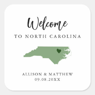 Any Colour North Carolina Wedding Welcome Bag Square Sticker