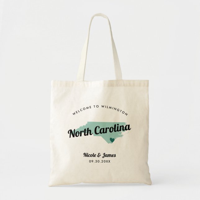 Any Colour North Carolina Wedding Welcome Bag, Tote Bag (Front)