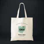 Any Colour Ohio Map Wedding Welcome Bag Tote,<br><div class="desc">Wedding weekend welcome gift bag for out of town guests to your wedding, featuring image of Ohio. You may edit the colours for any part of this design, as well as move the heart to the location of your wedding. To change colours, click personalise and then "edit using the design...</div>