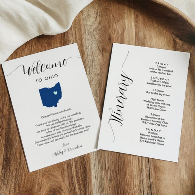 Any Colour Ohio Wedding Welcome Letter & Itinerary (Creator Uploaded)