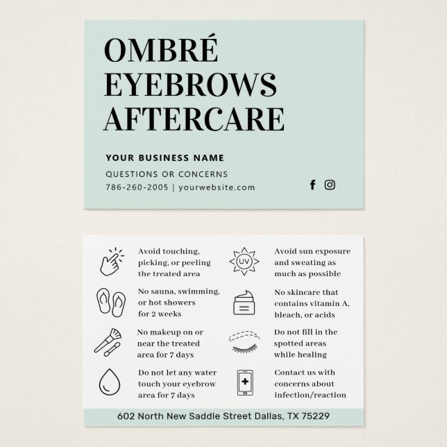 Any Colour Ombre Powder Brows Aftercare Advice (Front & Back)