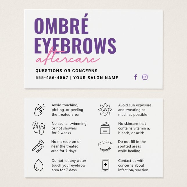 Any Colour Ombre Powder Brows Aftercare Advice  (Front & Back)