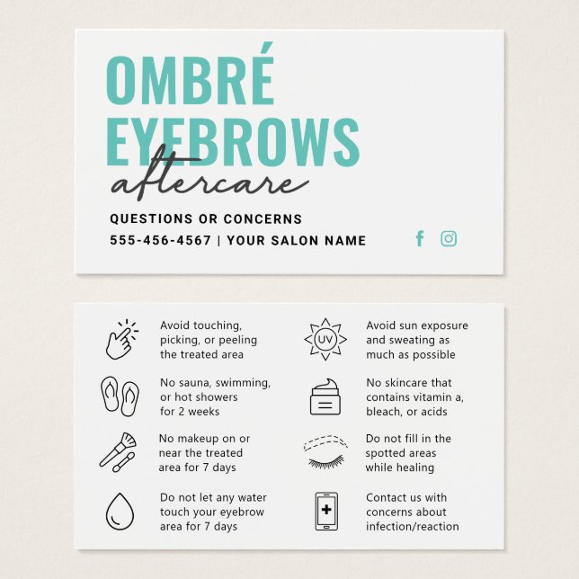 Any Colour Ombre Powder Brows Aftercare Advice  (Front & Back)