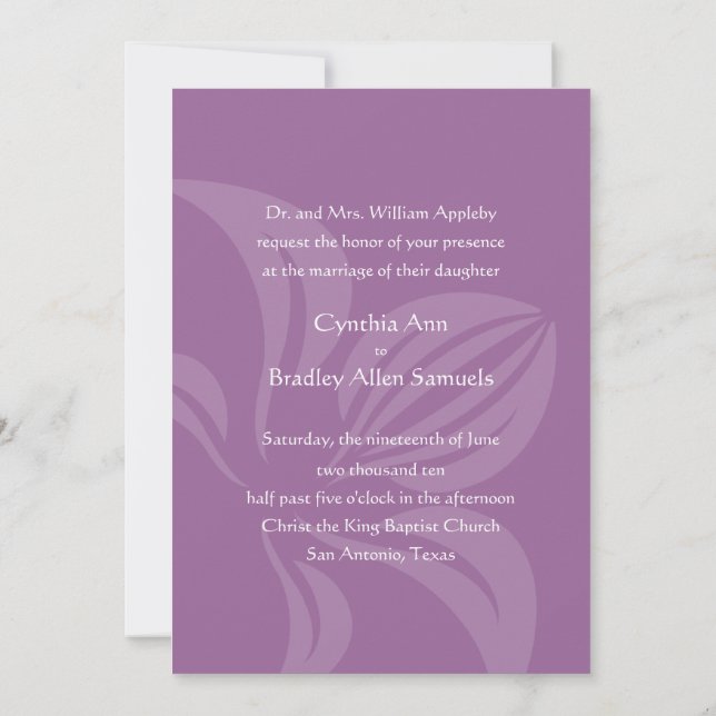 Any Colour Orchid Wedding Invitation (Back)