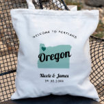 Any Colour Oregon Map Wedding Welcome Bag Tote,<br><div class="desc">Wedding weekend welcome gift bag for out of town guests to your wedding, featuring image of Oregon. You may edit the colours for any part of this design, as well as move the heart to the location of your wedding. To change colours, click personalise and then "edit using the design...</div>
