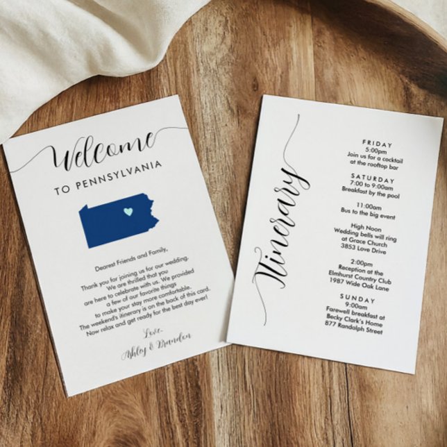 Any Colour Pennsylvania Wedding Welcome Itinerary (Creator Uploaded)