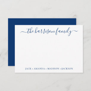 Any Colour Personalised Script Family Note Cards