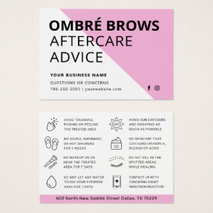 Any Colour Pink Ombre Powder Brows Aftercare Card