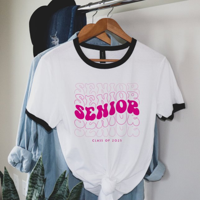 Any Colour | Retro Wavy Senior Graduation T-Shirt (Creator Uploaded)