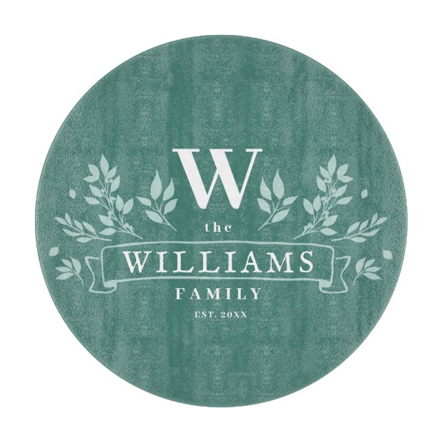 Any Colour | Rustic Family Name Monogram Cutting Board (Front)